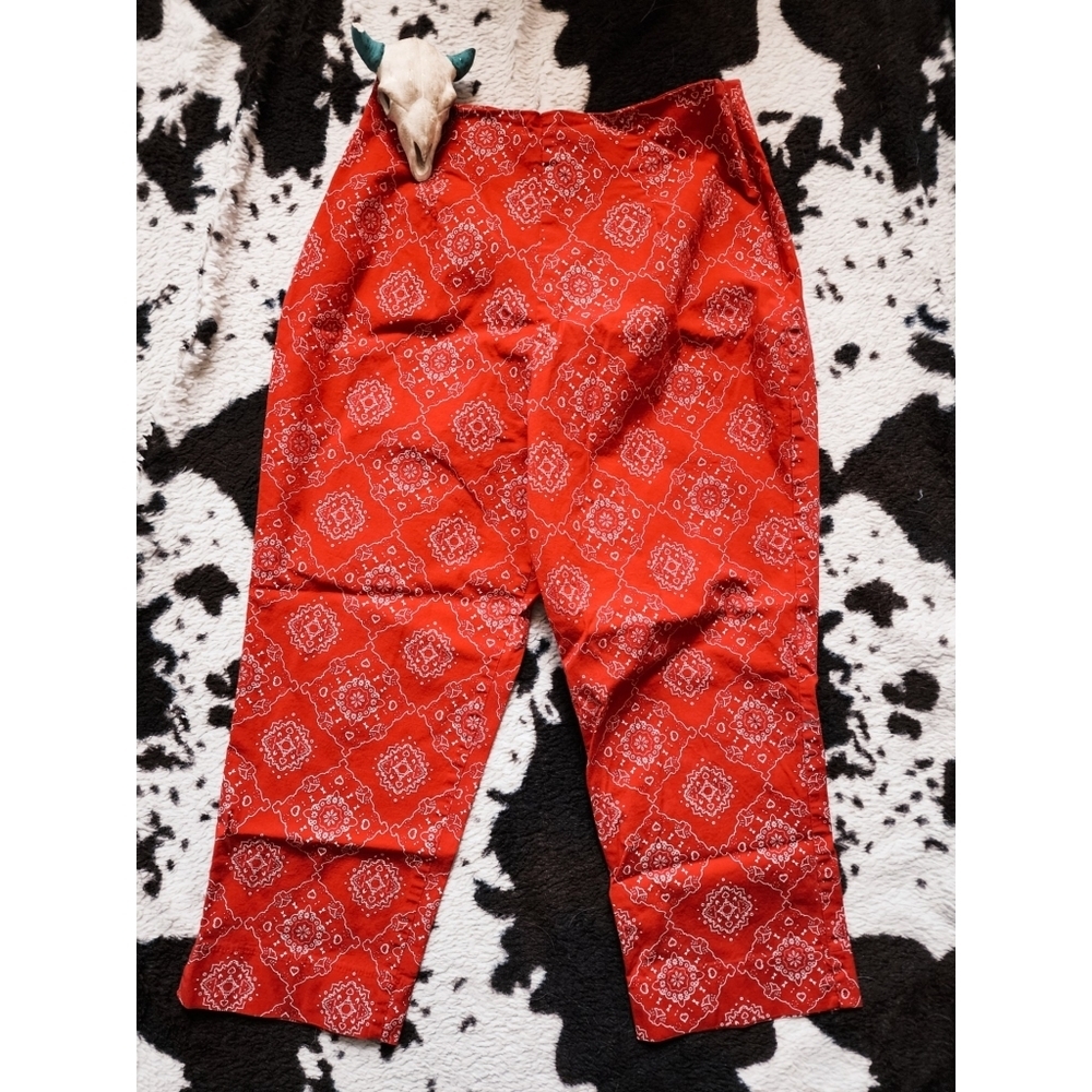 "CACTUS FLOWER" WOMEN'S 80'S/90'S PRINT PATTERN PANTS - RED MULTI  *325.17